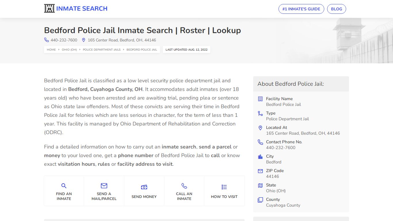 Bedford Police Jail Inmate Search | Roster | Lookup